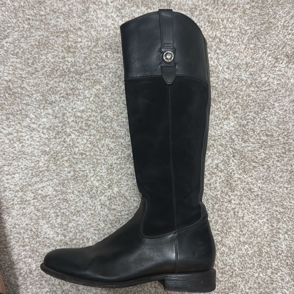 Frye Womens Jayden Button Tall Black Boots Suede Leather Knee High Riding W10